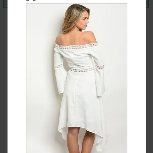😻😻 S/M/L WHITE ASYMMETRICAL DRESS WITH LACE TRIM - Picture 4 of 7